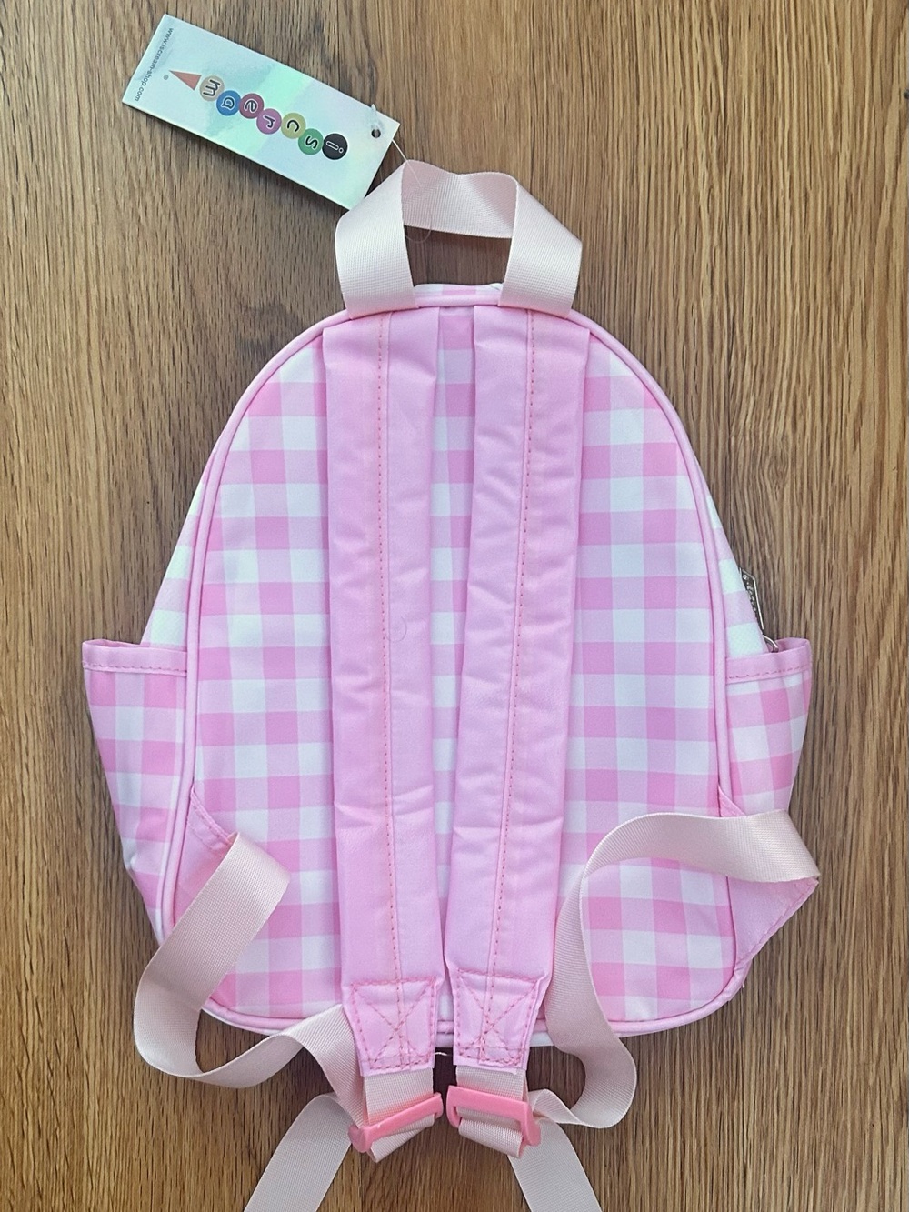 Iscream Pink Gingham Daisy Mini Backpack Embroidered Floral Bag - Picture 6 of 7